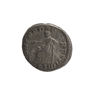 Denarius of Marcus Aurelius (121–180; Roman emperor 161–180). Obverse: head of Marcus Aurelius