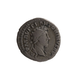 Denarius of Marcus Aurelius (121–180; Roman emperor 161–180), 161–162. Obverse: Head of Marcus