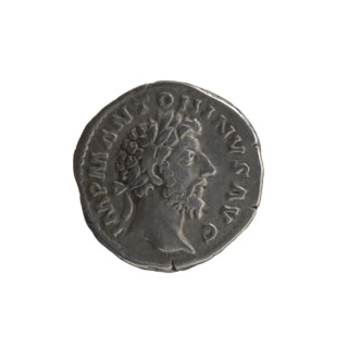 Denarius of Marcus Aurelius (121–180; Roman emperor 161–180), 162–163. Obverse: Head of Marcus