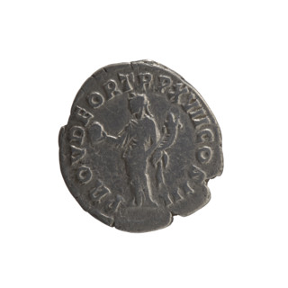 Denarius of Marcus Aurelius (121–180; Roman emperor 161–180), 162–163. Obverse: Head of Marcus
