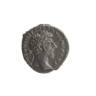 Denarius, Marcus Aurelius (121–180; Roman emperor 161–180), issuer; obverse: head of Marcus