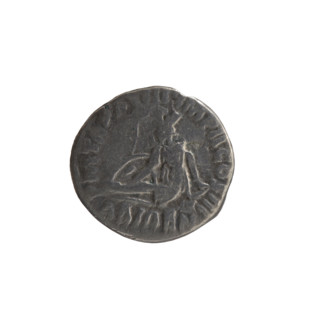 Denarius of Marcus Aurelius (121–180; Roman emperor 161–180). Obverse: head of Marcus Aurelius with