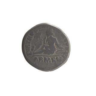 Denarius of Marcus Aurelius (121–180; Roman emperor 161–180). Obverse: head of Marcus Aurelius