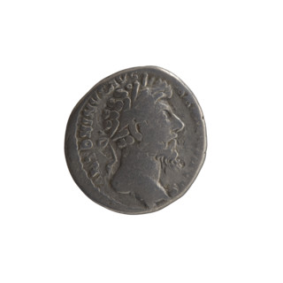 Denarius, Marcus Aurelius (121–180; Roman emperor 161–180), issuer; obverse: head of Marcus