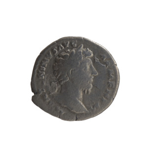 Denarius, Marcus Aurelius (121–180; Roman emperor 161–180), issuer. Obverse: Head of Marcus