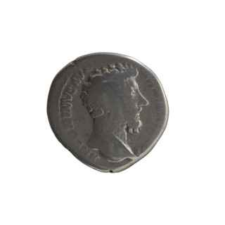 Denarius; obverse: Head of Marcus Aurelius without a cap facing right, legend 'ANTONINVS AVG' with
