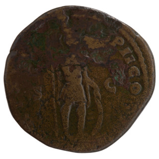 Sestertius of Marcus Aurelius (121–180; Roman emperor 161–180). Obverse: Head of Marcus Aurelius