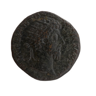 dupondius; Marcus Aurelius (121–180; Roman emperor 161–180), issuer; obverse: head of Marcus