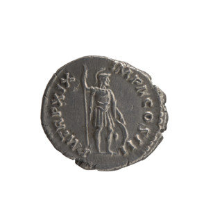 Denarius; issuer: Marcus Aurelius (121–180; Roman emperor 161–180). Obverse: Head of Marcus