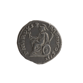 Denarius of Marcus Aurelius (121–180; Roman emperor 161–180), 165. Obverse: Head of Marcus Aurelius
