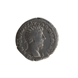 Denarius, Marcus Aurelius (121–180; Roman emperor 161–180), issuer. Obverse: Head of Marcus