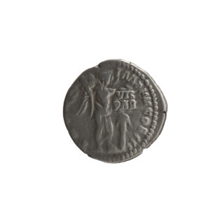 Denarius of Marcus Aurelius (121–180; Roman emperor 161–180). Obverse: Head of Marcus Aurelius in a