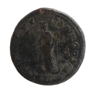 Sestertius of Marcus Aurelius (121–180; Roman emperor 161–180). Obverse: Head of Marcus Aurelius