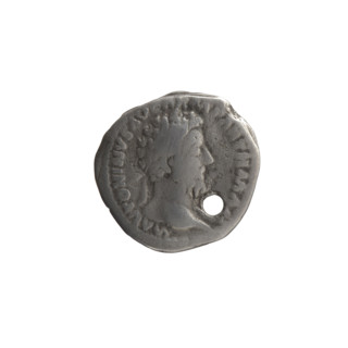 Denarius (with a hole), Marcus Aurelius (121–180; Roman emperor 161–180), issuer: Marcus Aurelius;