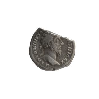 Denarius of Marcus Aurelius (121–180; Roman emperor 161–180), 167–168. Obverse: Head of Marcus