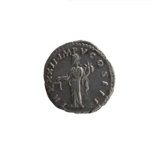 Denarius of Marcus Aurelius (121–180; Roman emperor 161–180). Obverse: head of Marcus Aurelius with