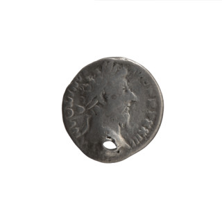 Denarius (hybrid, with a hole), Marcus Aurelius (121–180; Roman emperor 161–180), issuer;
