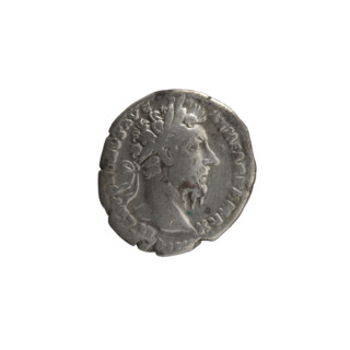 Denarius of Marcus Aurelius (121–180; Roman emperor 161–180), issuer Marcus Aurelius. Obverse: head