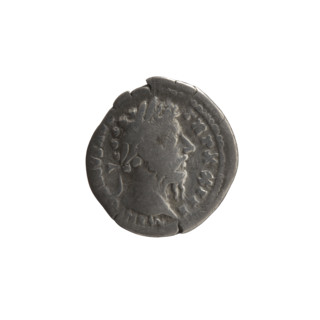 Denarius of Marcus Aurelius (121–180; Roman emperor 161–180), 168–169. Obverse: Head of Marcus