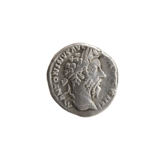 Denarius, Marcus Aurelius (121–180; Roman emperor 161–180). Obverse: Head of Marcus Aurelius in a