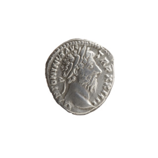 Denarius of Marcus Aurelius (121–180; Roman emperor 161–180), 169–170. Obverse: Head of Marcus