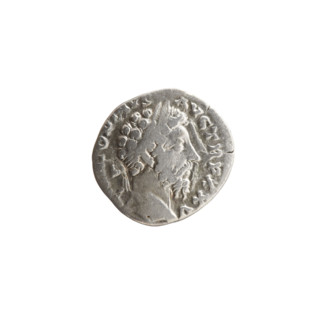 Denarius of Marcus Aurelius (121–180; Roman emperor 161–180), 170–171 CE. Obverse: Head of Marcus