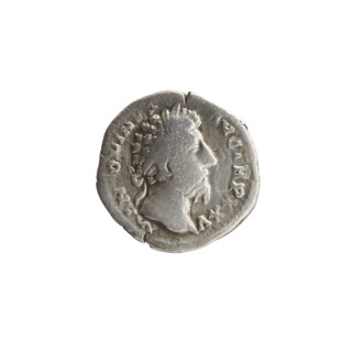 Denarius, Marcus Aurelius (121–180; Roman emperor 161–180), issuer. Obverse: Head of Marcus