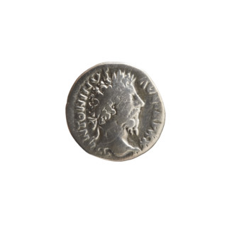 Denarius of Marcus Aurelius (121–180; Roman emperor 161–180), 170–171. Obverse: Head of Marcus