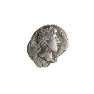 Denarius of Marcus Aurelius (121–180; Roman emperor 161–180), 170–171 CE. Obverse: Head of Marcus