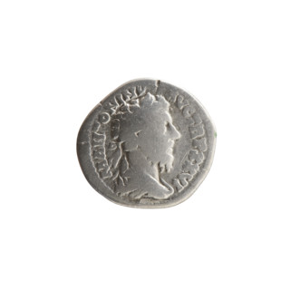 Denarius; obverse: bust of Marcus Aurelius in laurel wreath, armor and paludamentum to right,