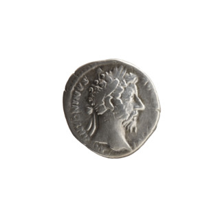 Denarius of Marcus Aurelius (121–180; Roman emperor 161–180), 171–172. Obverse: Head of Marcus