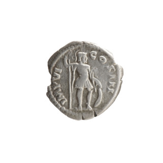 Denarius of Marcus Aurelius (121–180; Roman emperor 161–180). Obverse: Head of Marcus Aurelius with
