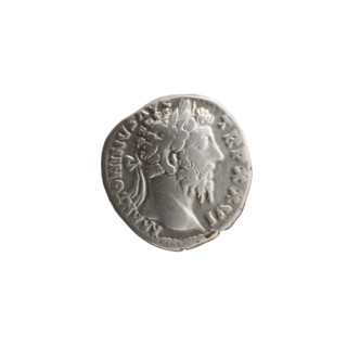 Denarius of Marcus Aurelius (121–180; Roman emperor 161–180), 171–172. Obverse: Head of Marcus