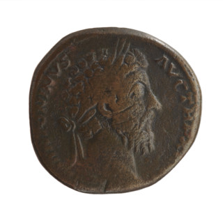 Sestertius of Marcus Aurelius (121–180; Roman emperor 161–180), issuer: Marcus Aurelius. Obverse: