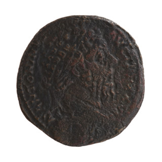 Sestertius, Marcus Aurelius (121–180; Roman emperor 161–180), issuer. Obverse: Portrait of Marcus