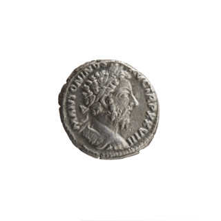 Denarius of Marcus Aurelius (121–180; Roman emperor 161–180), 173–174. Obverse: Bust of Marcus