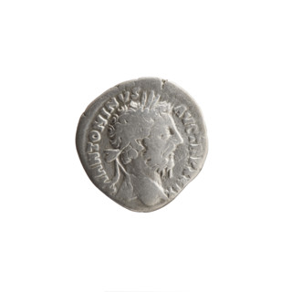 Denarius, Marcus Aurelius (121–180; Roman emperor 161–180), c. 174–175. Obverse: Head of Marcus