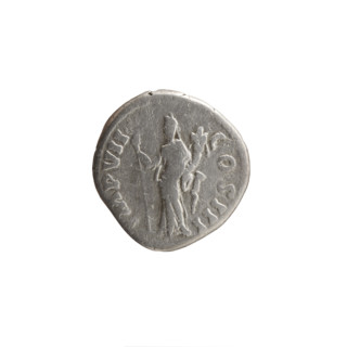 Denarius of Marcus Aurelius (121–180; Roman emperor 161–180), c. 174–175. Obverse: Head of Marcus