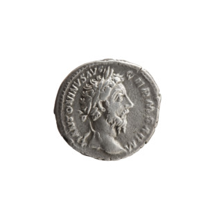 Denarius, Marcus Aurelius (121–180; Roman emperor 161–180), obverse: head of Marcus Aurelius with