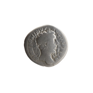 Denarius of Marcus Aurelius (121–180; Roman emperor 161–180), 174–175. Obverse: Head of Marcus