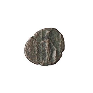 Bronze coin of Artabanos II (king of Parthia; 10–40 AD). Obverse: bust of Artabanos II facing left,