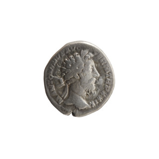 Denarius, Marcus Aurelius (121–180; Roman emperor 161–180), issuer; obverse: head of Marcus