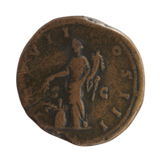 Sestertius, Marcus Aurelius (121–180; Roman emperor 161–180), issuer. Obverse: Head of Marcus