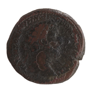 Sestertius of Marcus Aurelius (121–180; Roman emperor 161–180), obverse: head of Marcus Aurelius