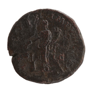Sestertius of Marcus Aurelius (121–180; Roman emperor 161–180), issuer. Obverse: Head of Marcus
