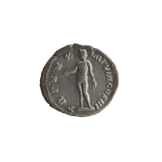 Denarius; Marcus Aurelius (121–180; Roman emperor 161–180), issuer. Obverse: Head of Marcus