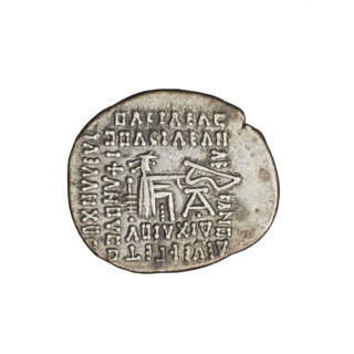 Drachma of Gotarzes II (King of the Parthians; 40–51). Obverse: bust of Gotarzes II left, wearing a