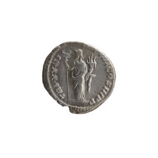 Denarius of Marcus Aurelius (121–180; Roman emperor 161–180). Obverse: head of Marcus Aurelius with