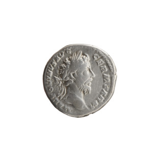 Denarius of Marcus Aurelius (121–180; Roman Emperor 161–180), 176–177. Obverse: Head of Marcus