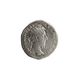 Denarius, Marcus Aurelius (121–180; Roman emperor 161–180), issuer. Obverse: Head of Marcus